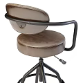 Leather Bar Stools With Black Metal Frame Ergonomic Armrests And Adjustable Height 3d model
