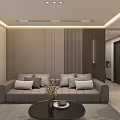 Modern Living Dining Room Interior With Grey Sofa Coffee Table TV Wall Natural Light