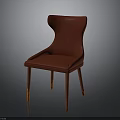 Modern Red Chair with Curved Back Armrest and Wooden Legs Design