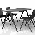 Modern Black Dining Table And Chairs Set With Square Tabletop And Four Minimalist Chairs