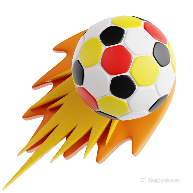 Vibrant Fiery Soccer Ball Dynamic Sports Equipment With Flame Accents 3d model 