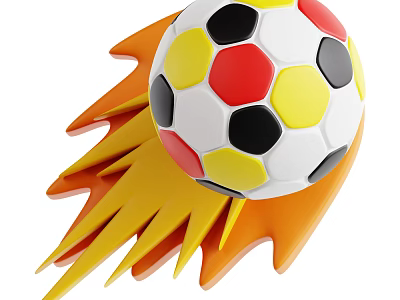 Vibrant Fiery Soccer Ball Dynamic Sports Equipment With Flame Accents 3d model