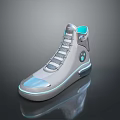 Gray High Top Shoes With Blue Accents Modern Design Side Logo And Illuminated Sole