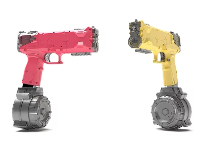 Fun Electric Toy Guns With Red And Yellow Mechanical Design Features 3d model