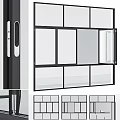 Modern Glass Window Design With Black Frame And Sliding Panel Features 3d model