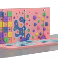 Colorful Kids Playground With Climbing Wall Colorful Blocks Circles And Soft Floor