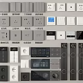 Various Switch Panels with Single Double Switches Sockets Dimming Controls and Display Screens