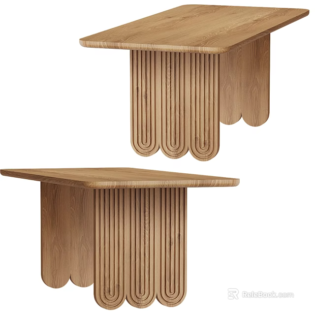 Modern Wooden Coffee Table With Vertical Striped Design For Living Room Furniture 3d model 