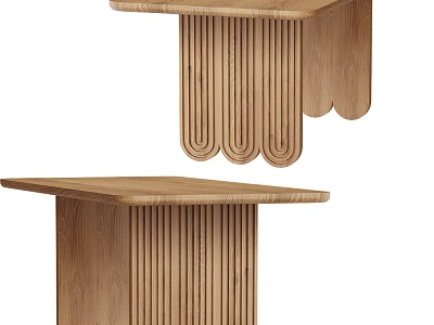 Modern Wooden Coffee Table With Vertical Striped Design For Living Room Furniture 3d model