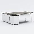 Modern Office Desk With White Cabinet Gray Tabletop And Functional Drawer Design 3d model
