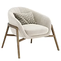 Light Beige Fabric Accent Chair With Stitched Back Gray Chevron Cushion And Walnut Wooden Legs