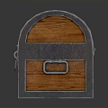 Wooden Storage Chest Furniture With Metal Straps Lock And Wooden Surface