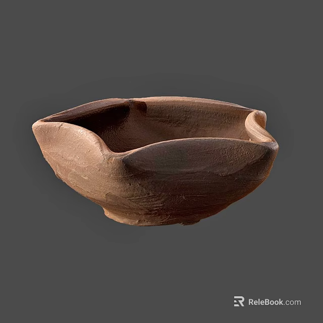 Handcrafted Brown Ceramic Bowl With Natural Textured Surface And Rustic Artisanal Design 3d model 