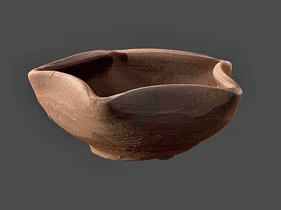Handcrafted Brown Ceramic Bowl With Natural Textured Surface And Rustic Artisanal Design 3d model
