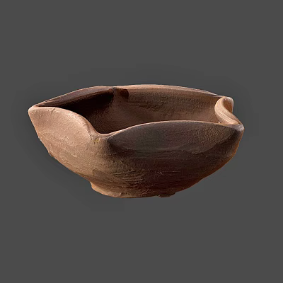 Handcrafted Brown Ceramic Bowl With Natural Textured Surface And Rustic Artisanal Design 3d model