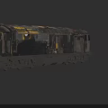 Vintage Black And Yellow Train Locomotive With Rusty Exterior And Worn Details