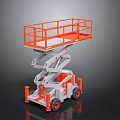 Mobile Scissor Lift Platform With Orange Guardrails And Gray Body Design