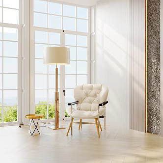Modern Leisure Chair Leisure Chair Floor Lamp Side Table 3d model