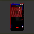 Sleek Black Electronic Device Featuring Red Top Panel And Blue Base Lighting