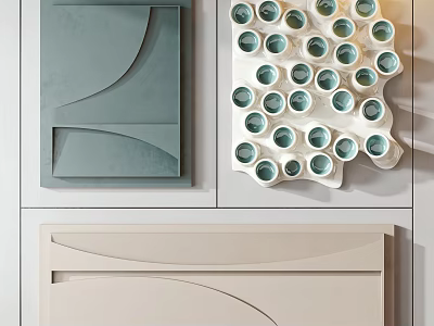 Modern Wall Decor With Geometric Shapes And Varied Color Schemes 3d model