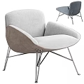 Modern Gray Fabric Single Sofa With Curved Arms And Metal Legs Interior Design