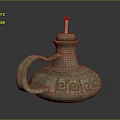 Ancient Ceramic Sculpture With Intricate Carved Patterns Decorative Handle And Ornate Top Design