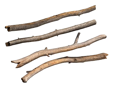 Natural Stone and Wood Logs with Rustic Unprocessed Natural Texture 3d model