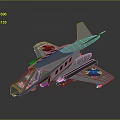 Futuristic 3D Model Flying Vehicle With Gray Streamlined Body Rotors Transparent Cockpit And Landing Gear
