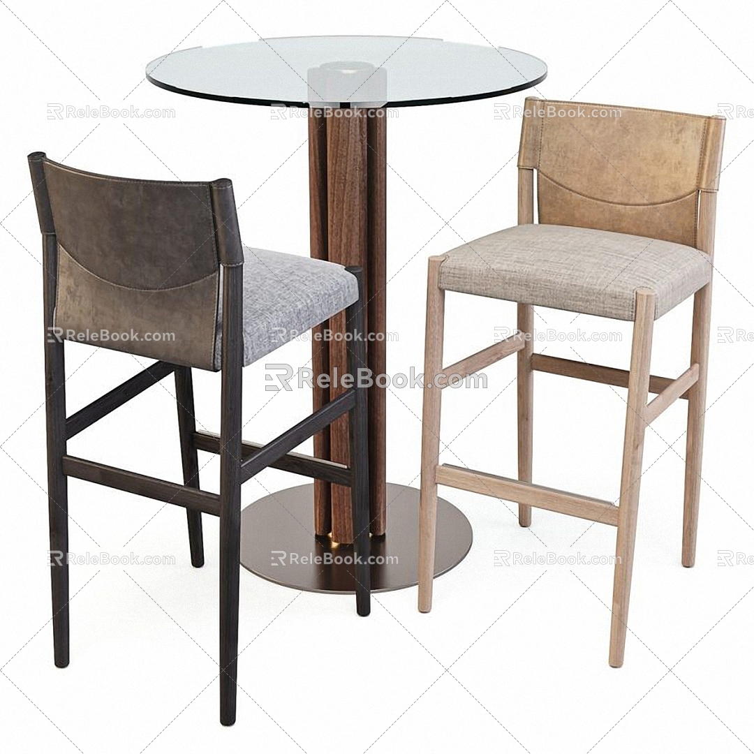 Nordic Bar Chair Bar Table 3d model