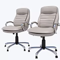 Modern Light Gray Office Chairs with Striped Backrest Armrests Metal Base and Wheels