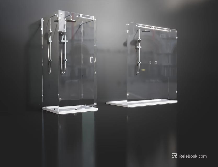 Modern Shower Sauna Enclosure with Glass Panel and Shower Head 3d model 