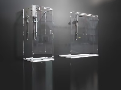 Modern Shower Sauna Enclosure with Glass Panel and Shower Head 3d model