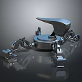 Robot Character Interacting With Metallic Creature Machinery Claw Arms And Hammer Head