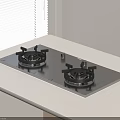 Modern Kitchen Cooking Area With Stainless Steel Gas Stove Light Countertop And Window Blinds