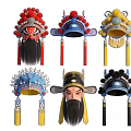Traditional Peking Opera Mask Hanging Ornaments With Colorful Designs And Tassels