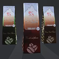 Elegant Home Decor Ornament Set With Three Colorful Coffee Bags And Bean Patterns