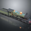Vintage Green Steam Train Model With Black Roof And Orange Chimney Tops
