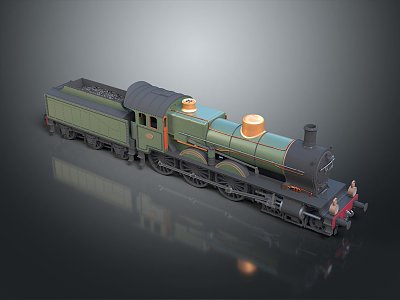 vintage train steam train carriage locomotive head steam carriage train vehicle 3d model