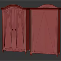 Vintage Wooden Wardrobe With Arched Top Double Doors And Carved Legs Design
