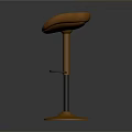 Modern Orange Quilted Bar Stool With Upholstered Seat And Golden Base