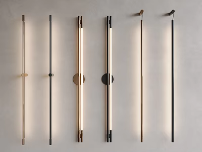 Modern Contemporary Wall Lamps With Various Linear Designs And Black Gold Finishes 3d model
