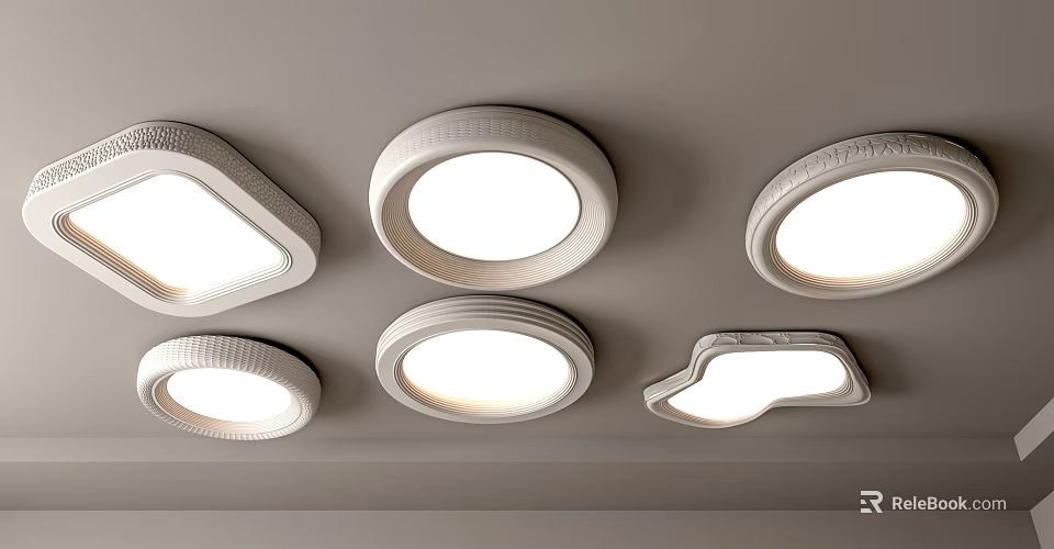 Ceiling Lights With Various Shapes And Designs 3d model 