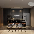 Modern Dining and Living Room Interior With Sofa Dining Table And City View Windows