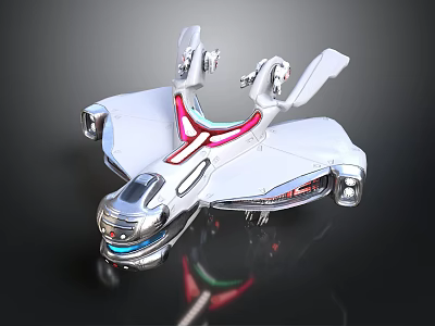 Futuristic Spaceship Design With Streamlined White Body And Red Blue Accents For Space Exploration 3d model