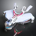 Futuristic Spaceship Design With Streamlined White Body And Red Blue Accents For Space Exploration