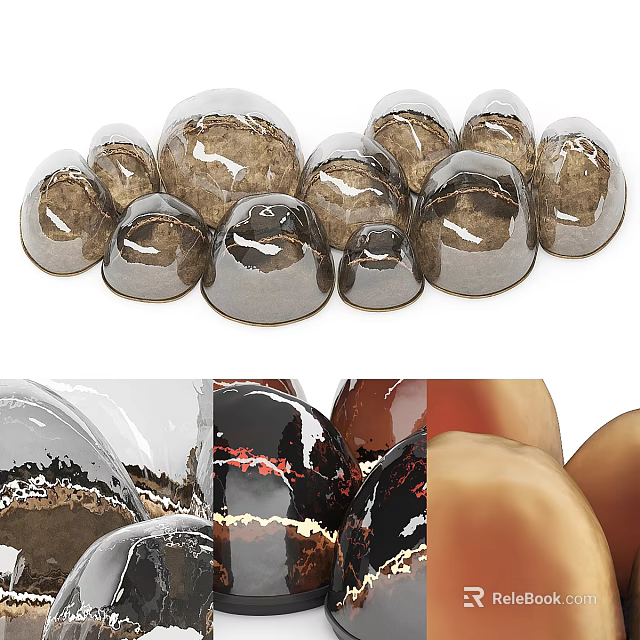Modern Spherical Decorative Lights with Glass and Brown Metallic Finishes for Home Interior Decoration 3d model 
