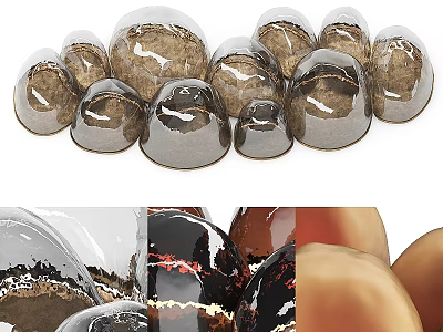Modern Spherical Decorative Lights with Glass and Brown Metallic Finishes for Home Interior Decoration 3d model