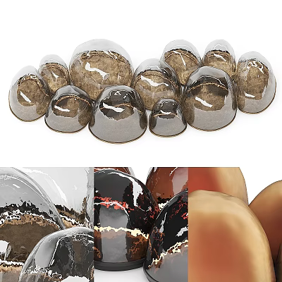 Modern Spherical Decorative Lights with Glass and Brown Metallic Finishes for Home Interior Decoration 3d model
