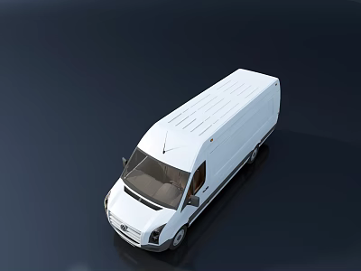 White Cargo Van Top View With Modern Exterior And Dark Background 3d model