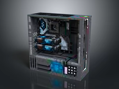 Premium Custom Computer Case Featuring RGB Lighting and Visible Internal Components 3d model